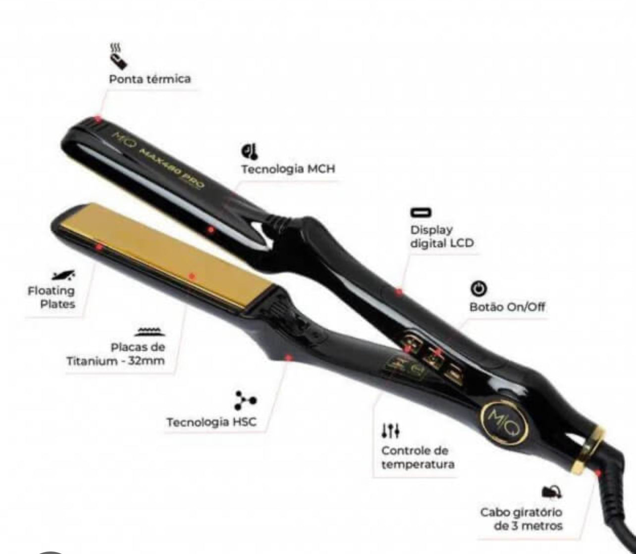 Lisseur professionnel MQ Max480 PRO Titane bi-volt automatique 485 °F / 252 °C SoLysHair