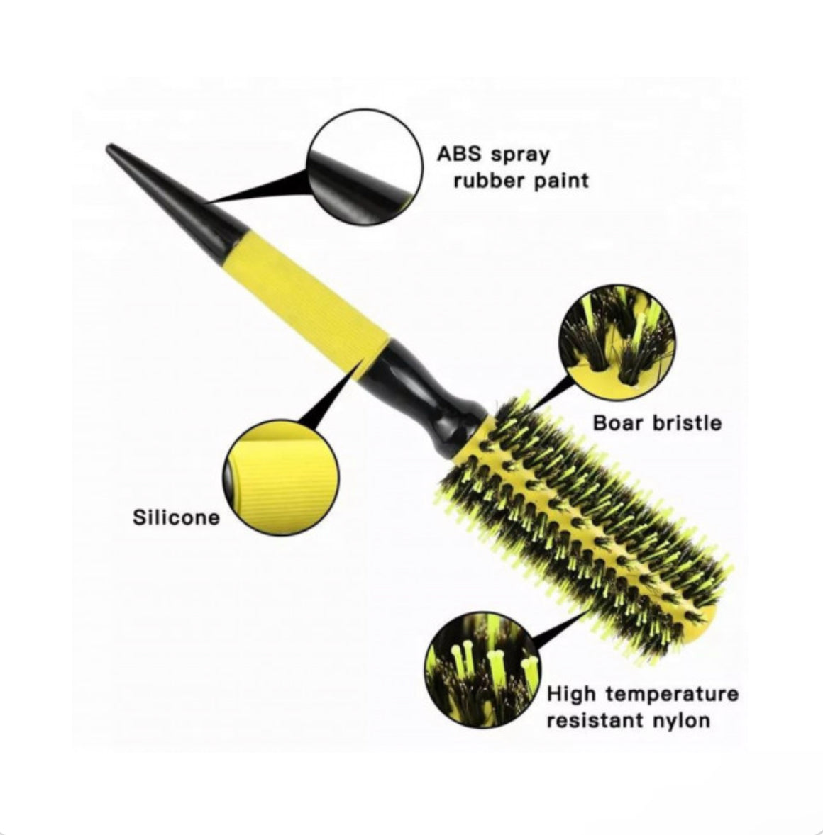 Brosse ronde céramique jaune 23 x 2,9 cm CMS-3000